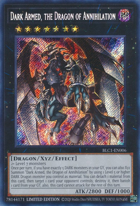 Dark Armed, the Dragon of Annihilation [BLC1-EN006] Secret Rare | Jomio and Rueliete's Cards and Comics