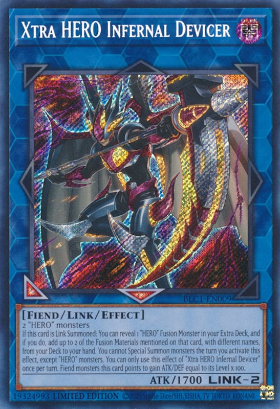 Xtra HERO Infernal Devicer [BLC1-EN009] Secret Rare | Jomio and Rueliete's Cards and Comics