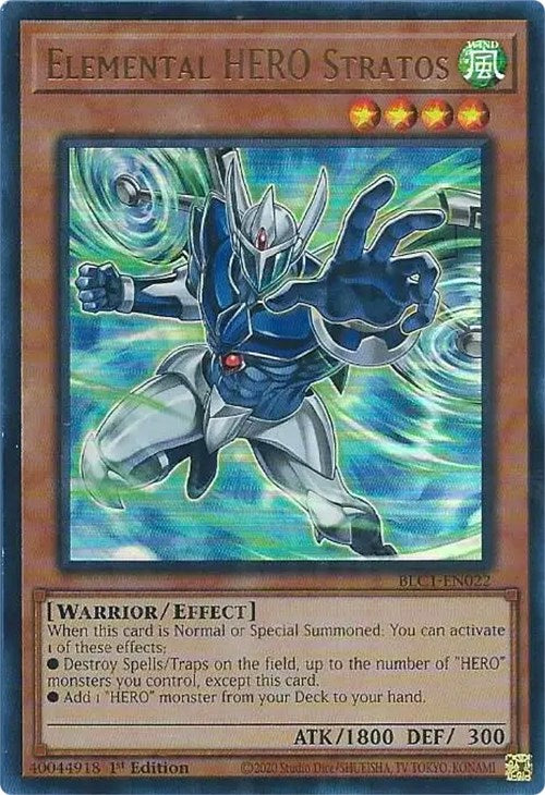 Elemental HERO Stratos (Alternate Art) [BLC1-EN022] Ultra Rare | Jomio and Rueliete's Cards and Comics