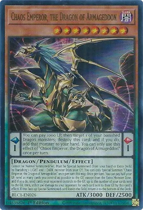Chaos Emperor, the Dragon of Armageddon [BLC1-EN026] Ultra Rare | Jomio and Rueliete's Cards and Comics