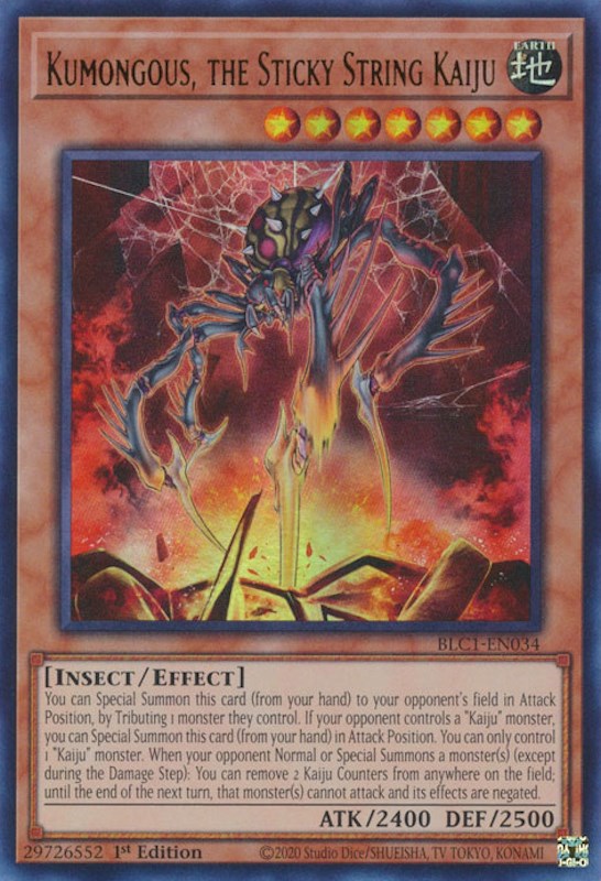 Kumongous, the Sticky String Kaiju [BLC1-EN034] Ultra Rare | Jomio and Rueliete's Cards and Comics