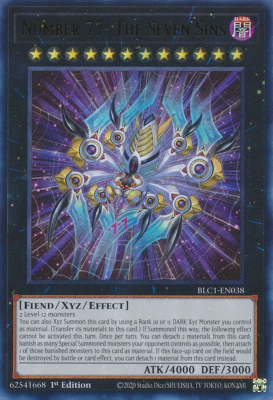 Number 77: The Seven Sins [BLC1-EN038] Ultra Rare | Jomio and Rueliete's Cards and Comics