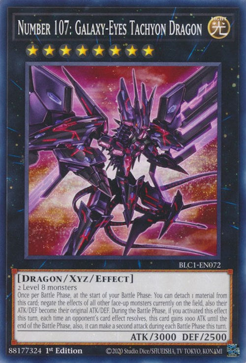 Number 107: Galaxy-Eyes Tachyon Dragon [BLC1-EN072] Common | Jomio and Rueliete's Cards and Comics