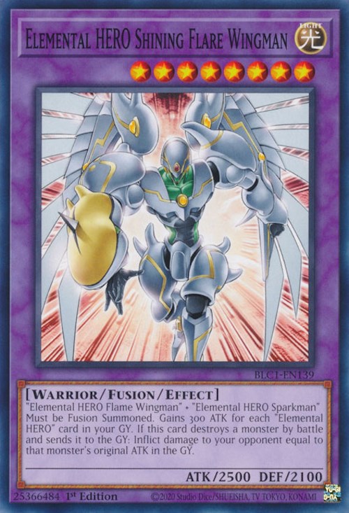 Elemental HERO Shining Flare Wingman [BLC1-EN139] Common | Jomio and Rueliete's Cards and Comics