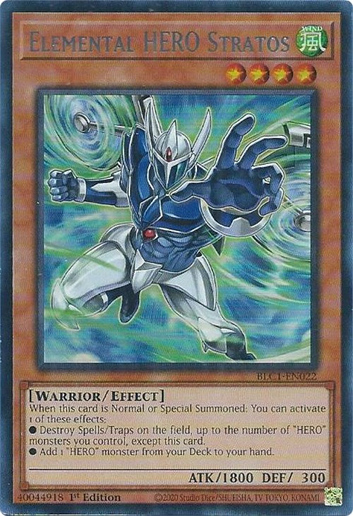 Elemental HERO Stratos (Alternate Art) (Silver) [BLC1-EN022] Ultra Rare | Jomio and Rueliete's Cards and Comics