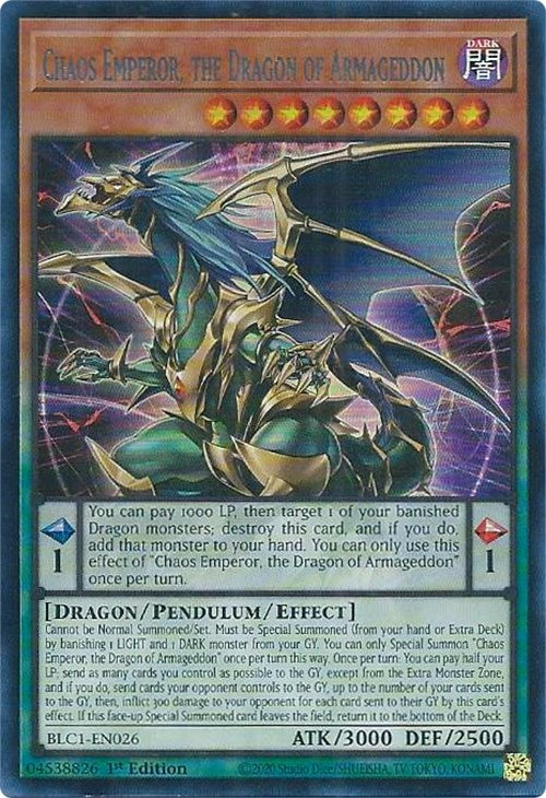 Chaos Emperor, the Dragon of Armageddon (Silver) [BLC1-EN026] Ultra Rare | Jomio and Rueliete's Cards and Comics