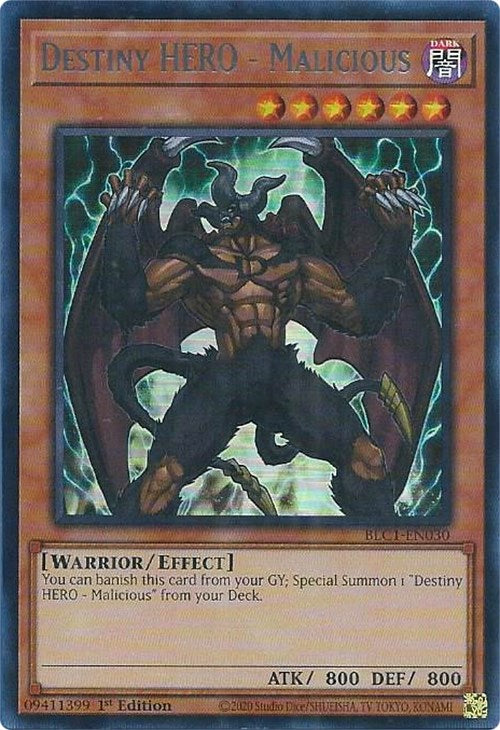 Destiny HERO - Malicious (Silver) [BLC1-EN030] Ultra Rare | Jomio and Rueliete's Cards and Comics