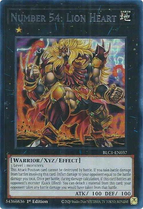 Number 54: Lion Heart (Silver) [BLC1-EN037] Ultra Rare | Jomio and Rueliete's Cards and Comics