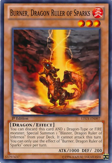 Burner, Dragon Ruler of Sparks [LTGY-EN097] Common | Jomio and Rueliete's Cards and Comics