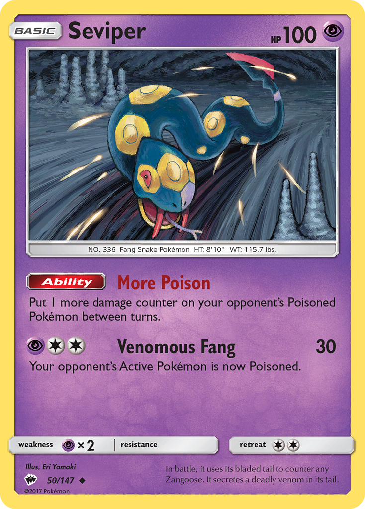 Seviper (50/147) [Sun & Moon: Burning Shadows] | Jomio and Rueliete's Cards and Comics