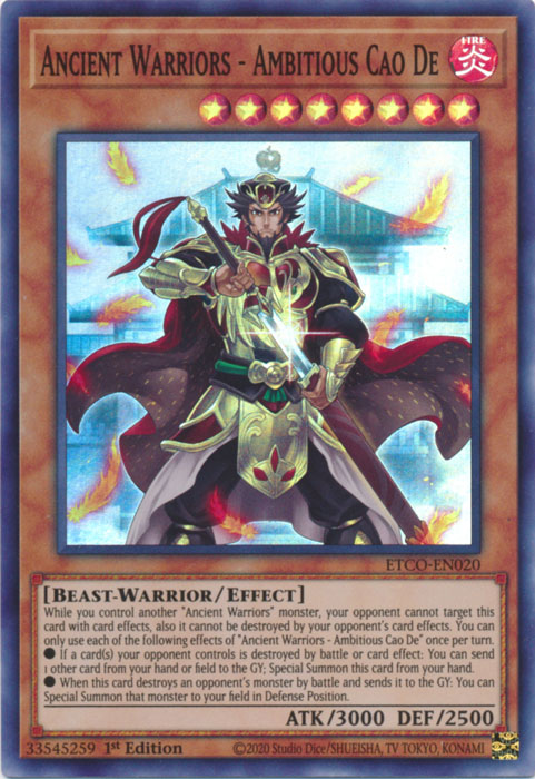 Ancient Warriors - Ambitious Cao De [ETCO-EN020] Super Rare | Jomio and Rueliete's Cards and Comics