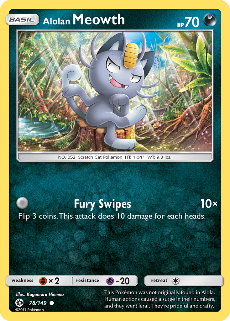 Alolan Meowth (78/149) [Sun & Moon: Base Set] | Jomio and Rueliete's Cards and Comics