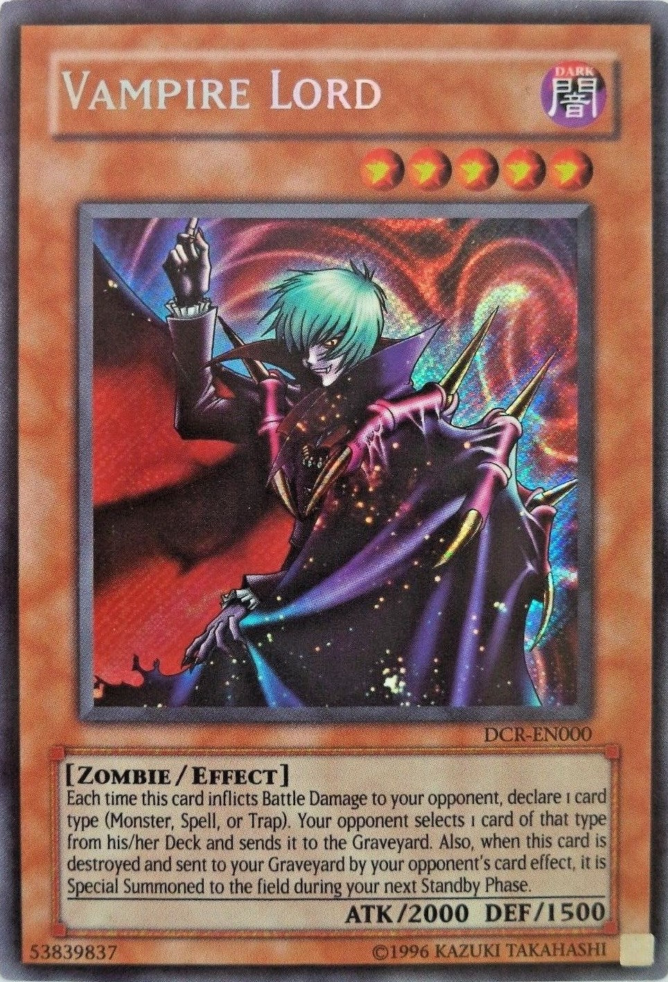 Vampire Lord [DCR-EN000] Secret Rare | Jomio and Rueliete's Cards and Comics