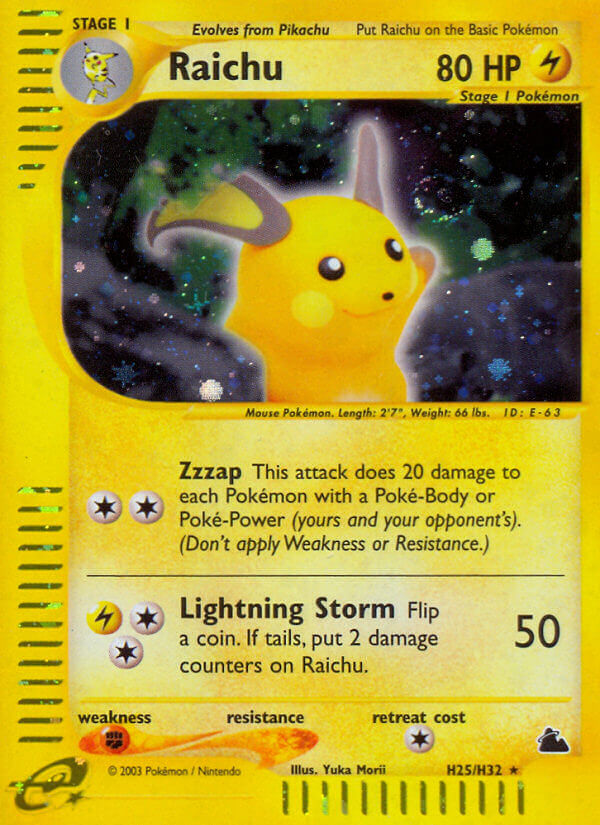 Raichu (H25/H32) [Skyridge] | Jomio and Rueliete's Cards and Comics