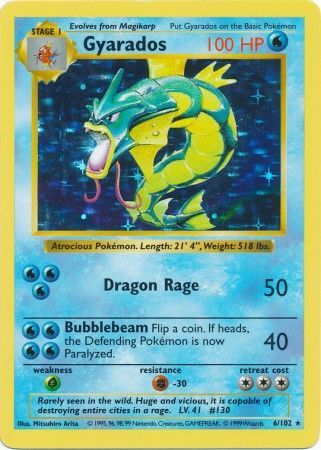 Gyarados (6/102) [Base Set Shadowless Unlimited] | Jomio and Rueliete's Cards and Comics