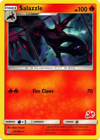 Salazzle (34/236) (Charizard Stamp #23) [Battle Academy 2020] | Jomio and Rueliete's Cards and Comics