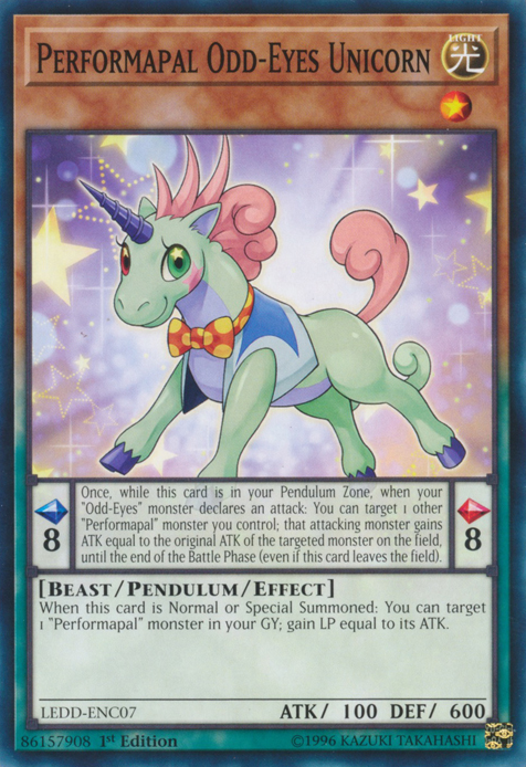 Performapal Odd-Eyes Unicorn [LEDD-ENC07] Common | Jomio and Rueliete's Cards and Comics