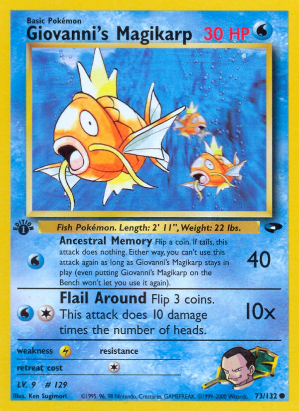 Giovanni's Magikarp (73/132) [Gym Challenge 1st Edition] | Jomio and Rueliete's Cards and Comics