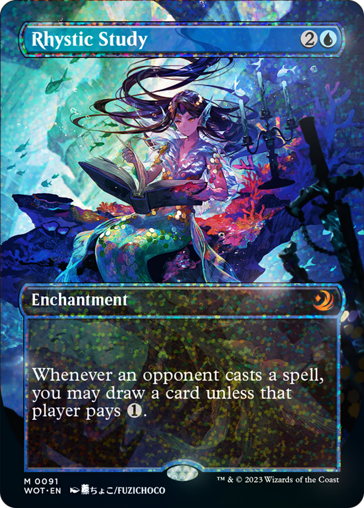 Rhystic Study (Anime Borderless) (Confetti Foil) [Wilds of Eldraine: Enchanting Tales] | Jomio and Rueliete's Cards and Comics