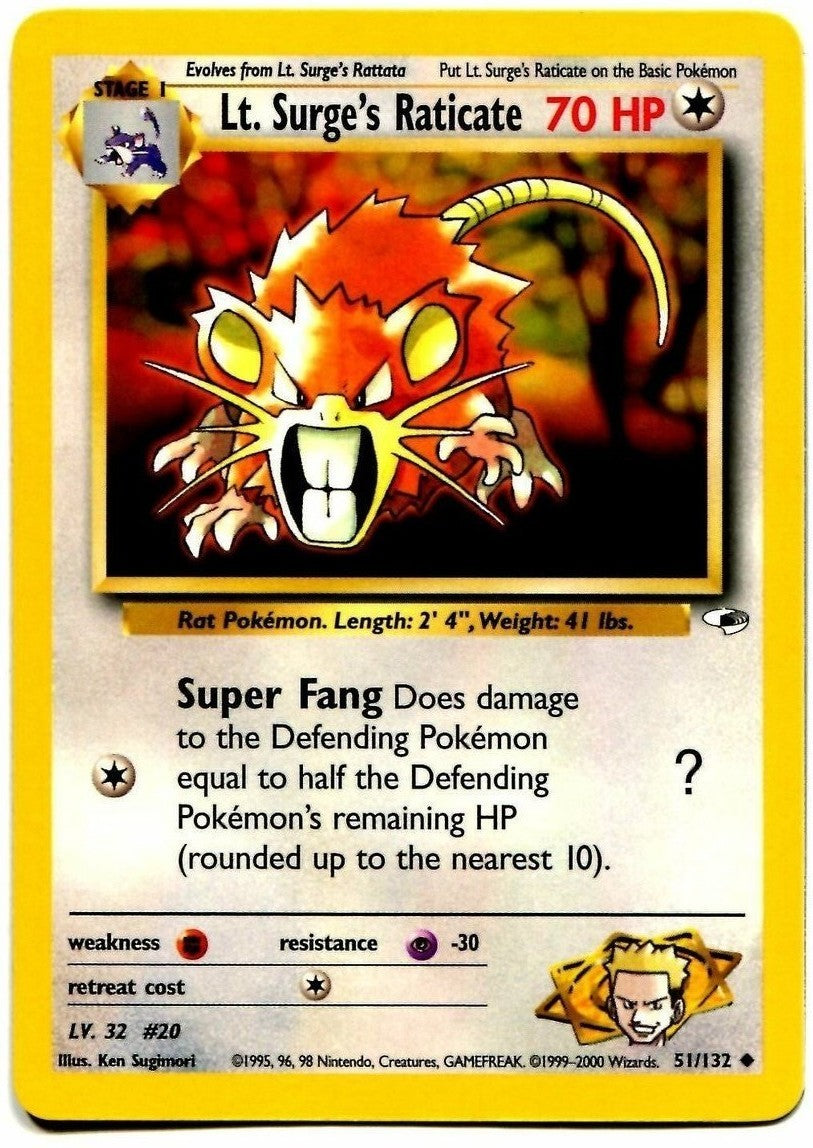 Lt. Surge's Raticate (51/132) [Gym Heroes Unlimited] | Jomio and Rueliete's Cards and Comics
