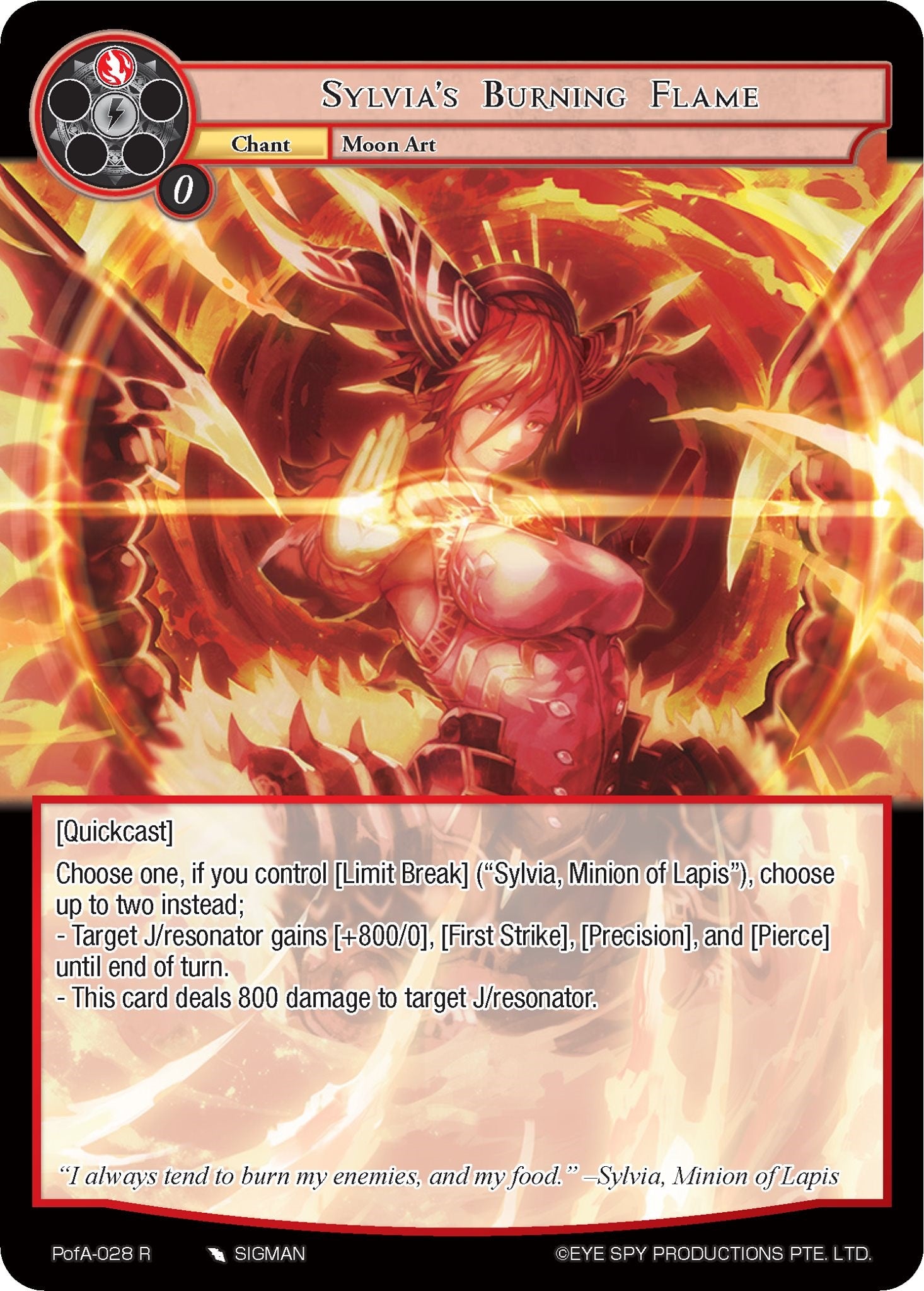 Sylvia's Burning Flame (PofA-028) [Alice Origin IV: Prologue of Attoractia] | Jomio and Rueliete's Cards and Comics