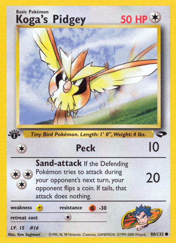 Koga's Pidgey (80/132) [Gym Challenge 1st Edition] | Jomio and Rueliete's Cards and Comics