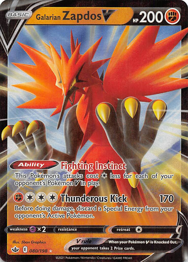 Galarian Zapdos V (080/198) [Sword & Shield: Chilling Reign] | Jomio and Rueliete's Cards and Comics