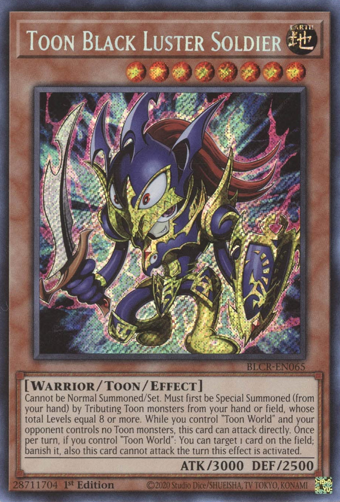 Toon Black Luster Soldier [BLCR-EN065] Secret Rare | Jomio and Rueliete's Cards and Comics