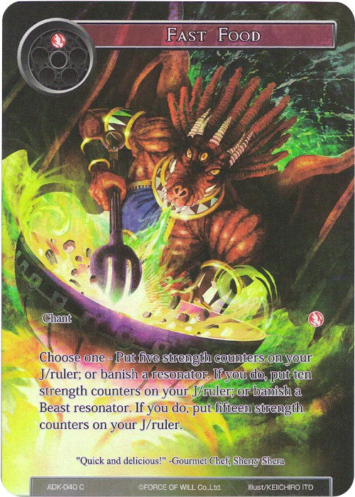 Fast Food (Full Art) (ADK-040) [Advent of the Demon King] | Jomio and Rueliete's Cards and Comics