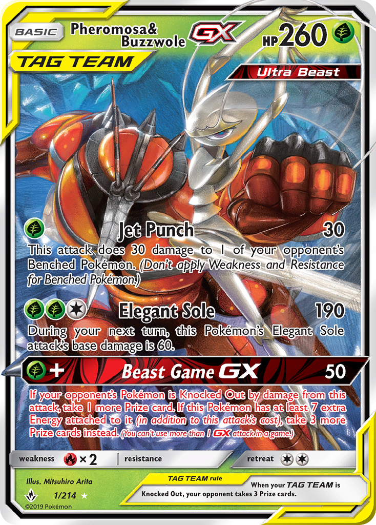 Pheromosa & Buzzwole GX (1/214) [Sun & Moon: Unbroken Bonds] | Jomio and Rueliete's Cards and Comics