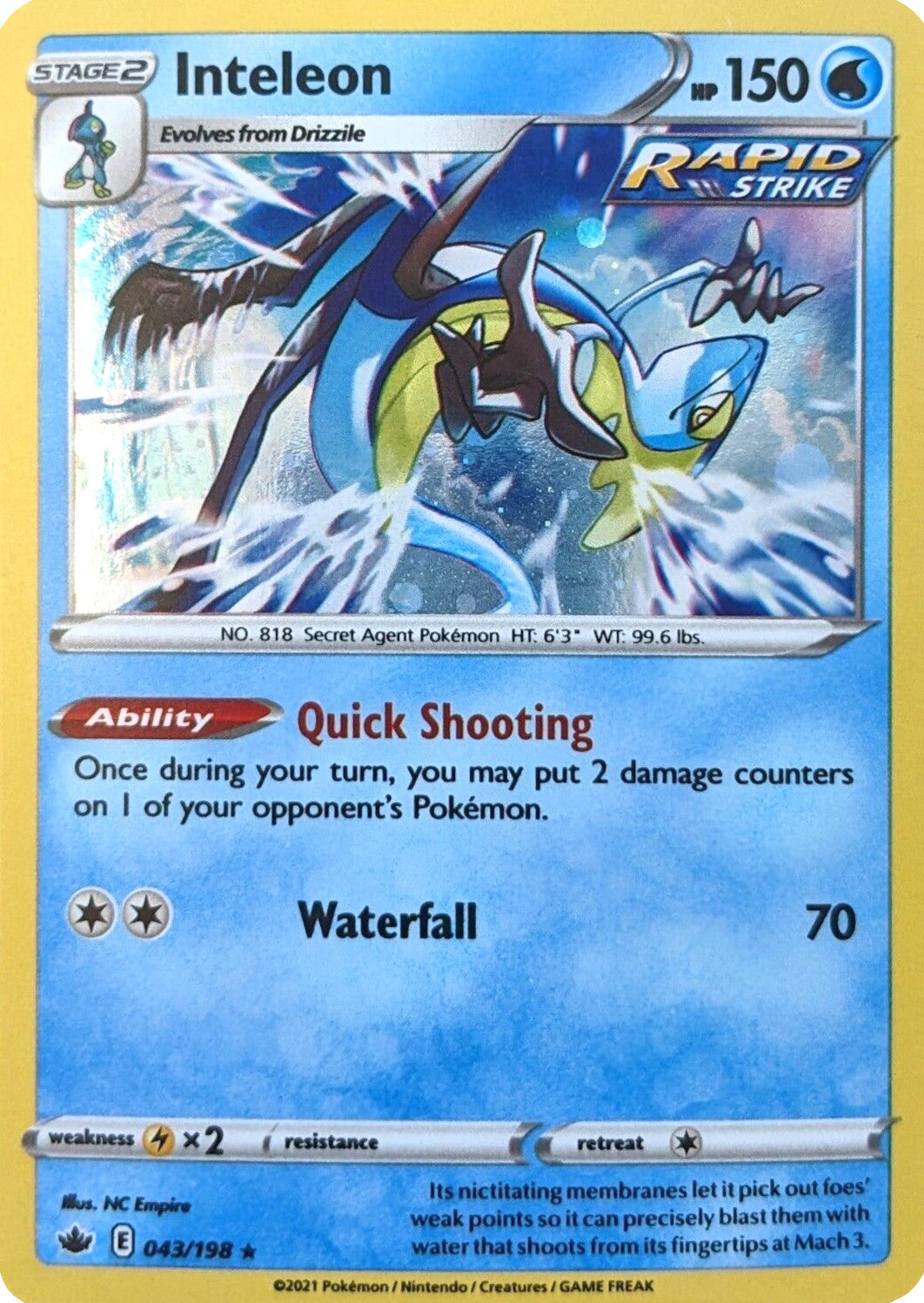Inteleon (043/198) (Cosmos Holo) [Sword & Shield: Chilling Reign] | Jomio and Rueliete's Cards and Comics