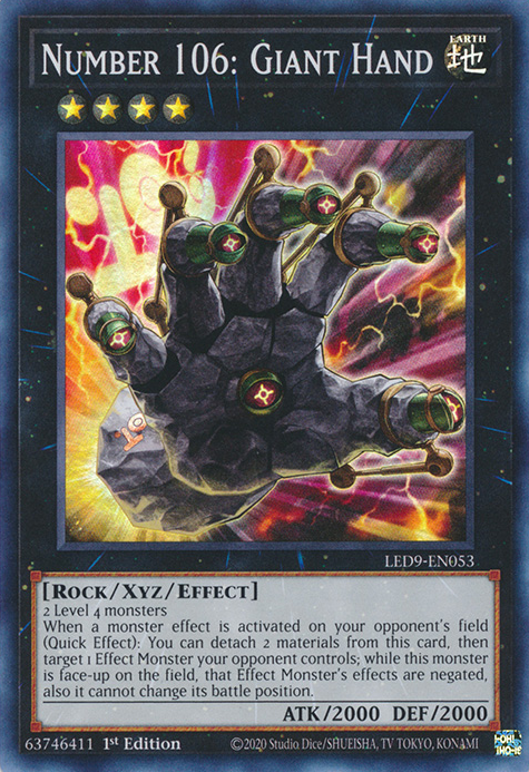 Number 106: Giant Hand [LED9-EN053] Super Rare | Jomio and Rueliete's Cards and Comics