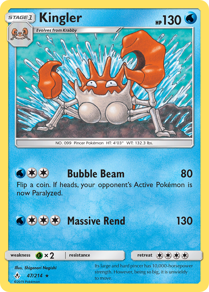 Kingler (47/214) [Sun & Moon: Unbroken Bonds] | Jomio and Rueliete's Cards and Comics