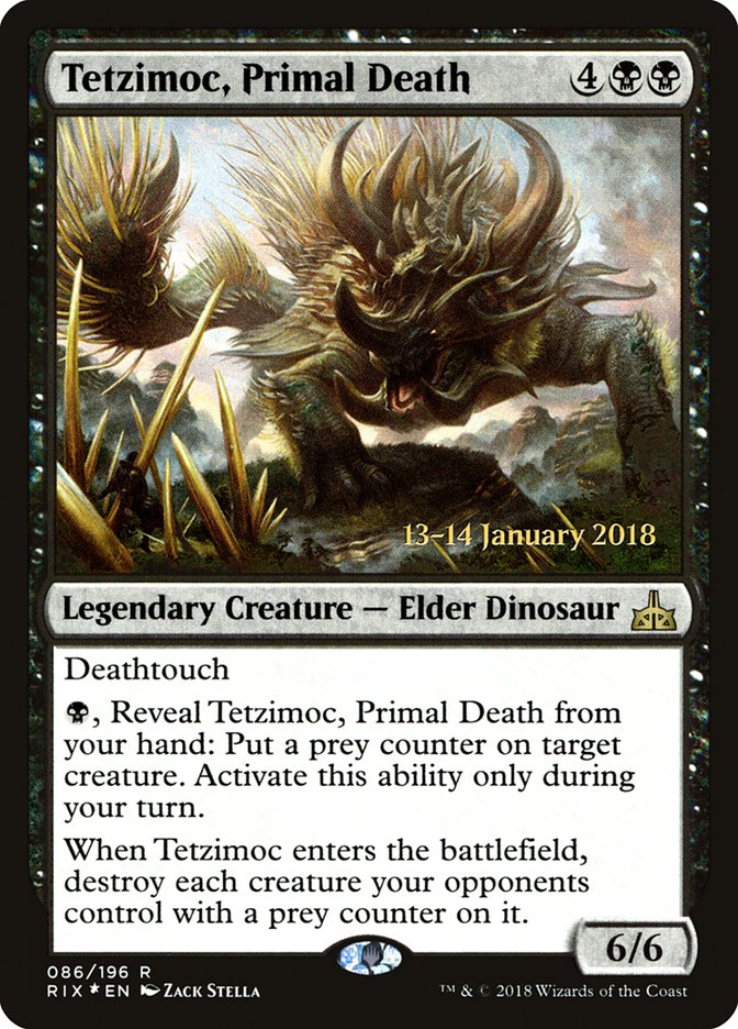 Tetzimoc, Primal Death [Rivals of Ixalan Prerelease Promos] | Jomio and Rueliete's Cards and Comics