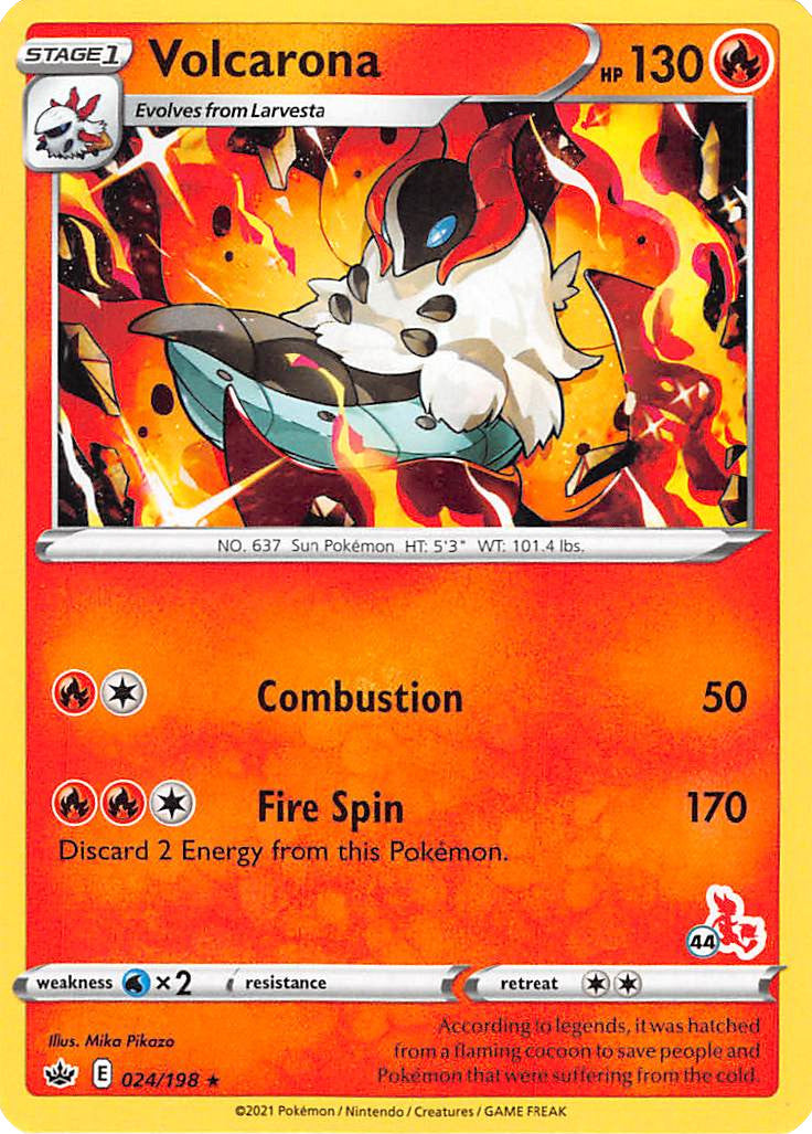 Volcarona (24/198) (Cinderace Stamp #44) [Battle Academy 2022] | Jomio and Rueliete's Cards and Comics