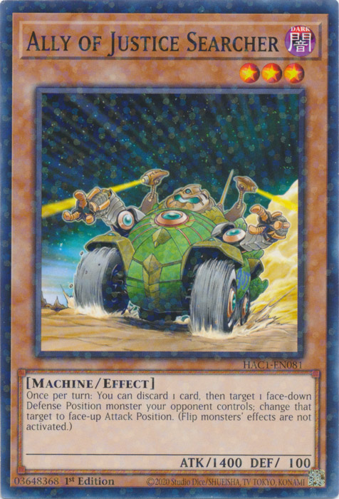 Ally of Justice Searcher (Duel Terminal) [HAC1-EN081] Common | Jomio and Rueliete's Cards and Comics