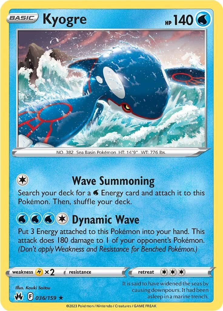 Kyogre (036/159) [Sword & Shield: Crown Zenith] | Jomio and Rueliete's Cards and Comics