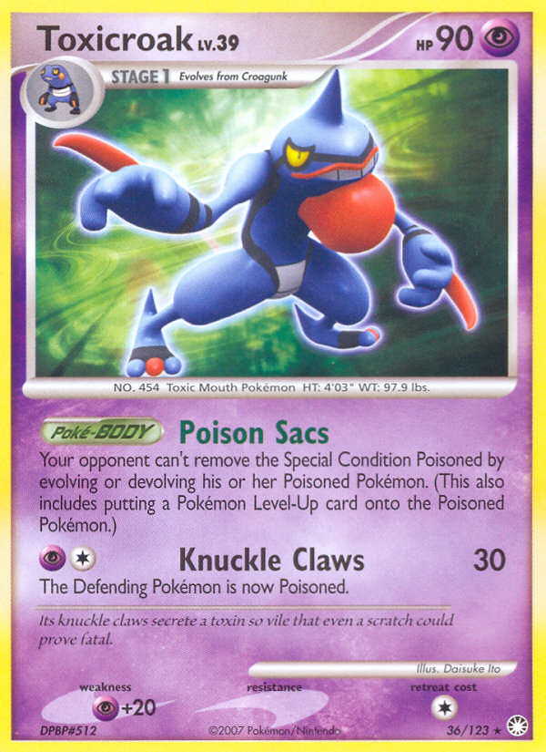 Toxicroak (36/123) [Diamond & Pearl: Mysterious Treasures] | Jomio and Rueliete's Cards and Comics