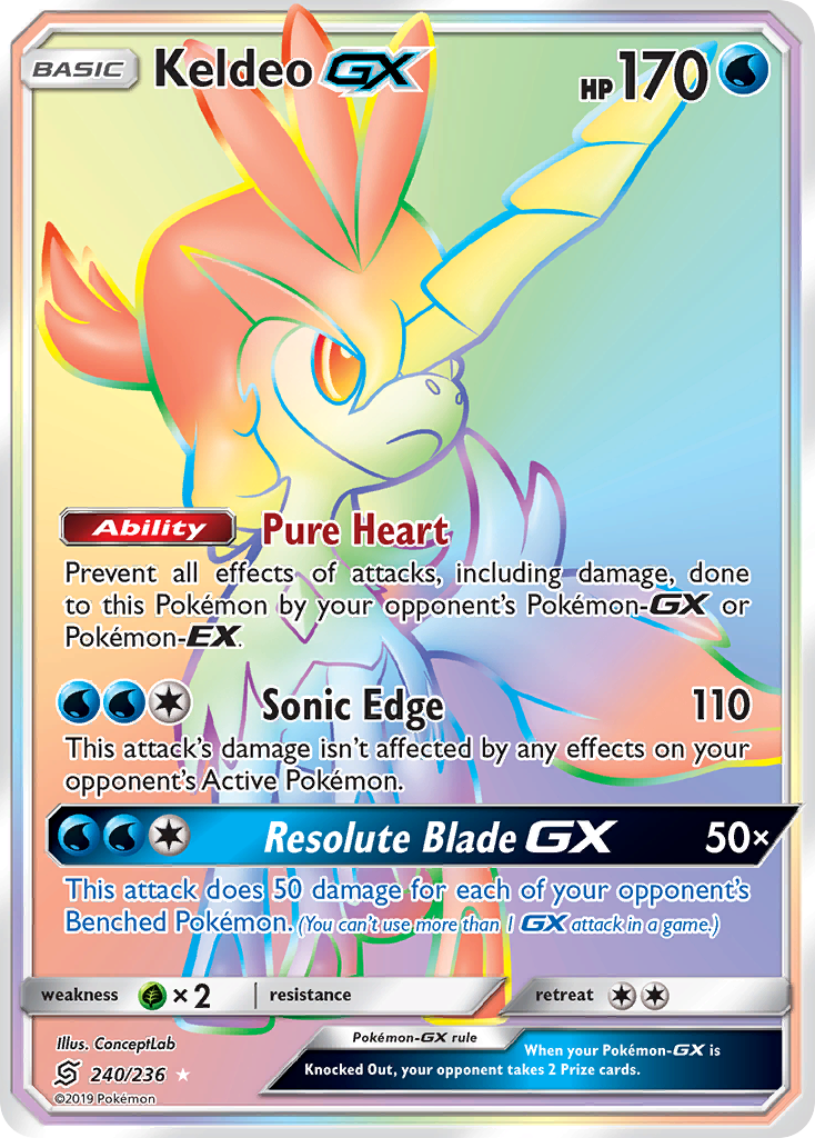 Keldeo GX (240/236) [Sun & Moon: Unified Minds] | Jomio and Rueliete's Cards and Comics