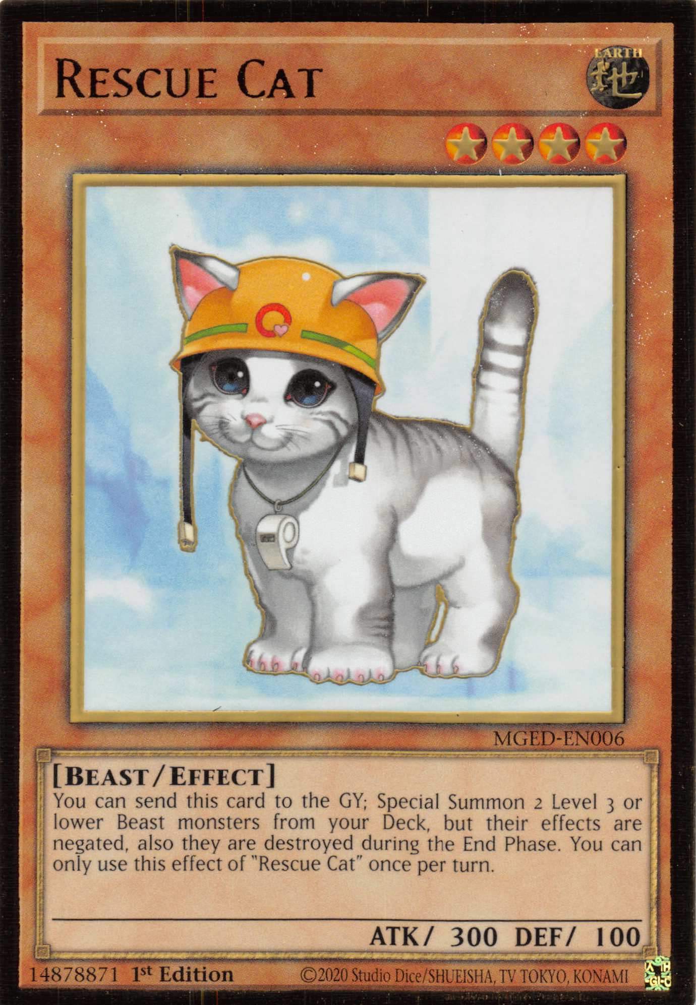 Rescue Cat [MGED-EN006] Gold Rare | Jomio and Rueliete's Cards and Comics
