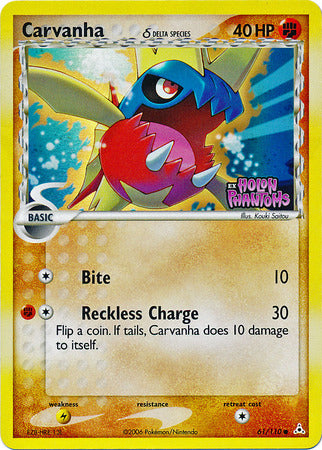 Carvanha (61/110) (Delta Species) (Stamped) [EX: Holon Phantoms] | Jomio and Rueliete's Cards and Comics