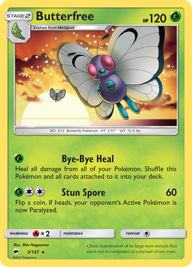 Butterfree (3/147) [Sun & Moon: Burning Shadows] | Jomio and Rueliete's Cards and Comics