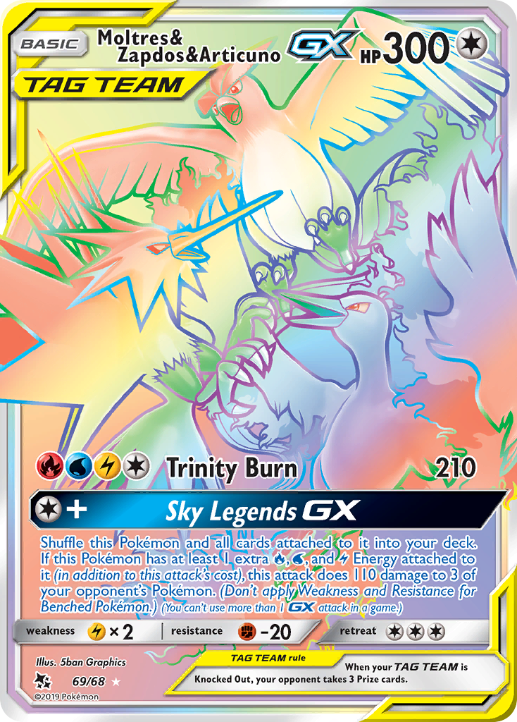 Moltres & Zapdos & Articuno GX (69/68) [Sun & Moon: Hidden Fates] | Jomio and Rueliete's Cards and Comics