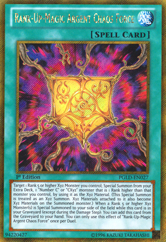 Rank-Up-Magic Argent Chaos Force [PGLD-EN027] Gold Secret Rare | Jomio and Rueliete's Cards and Comics