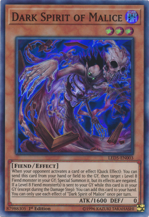 Dark Spirit of Malice [LED5-EN003] Super Rare | Jomio and Rueliete's Cards and Comics