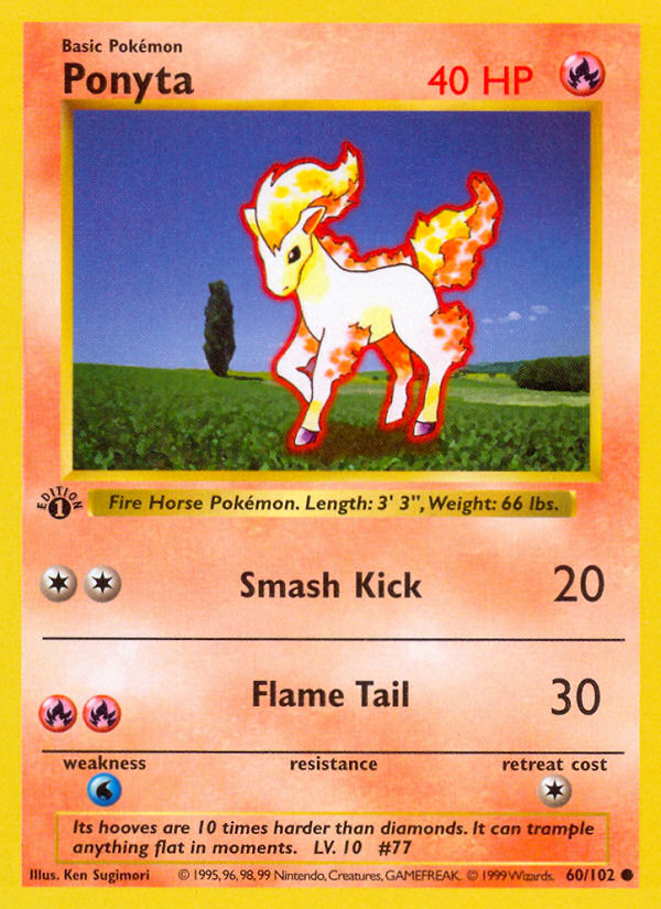 Ponyta (60/102) (Shadowless) [Base Set 1st Edition] | Jomio and Rueliete's Cards and Comics