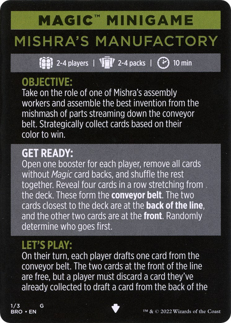 Mishra's Manufactory (Magic Minigame) [The Brothers' War Minigame] | Jomio and Rueliete's Cards and Comics