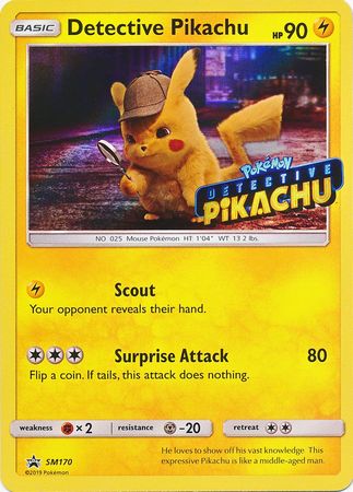Detective Pikachu (SM170) (Detective Pikachu Stamped) [Sun & Moon: Black Star Promos] | Jomio and Rueliete's Cards and Comics