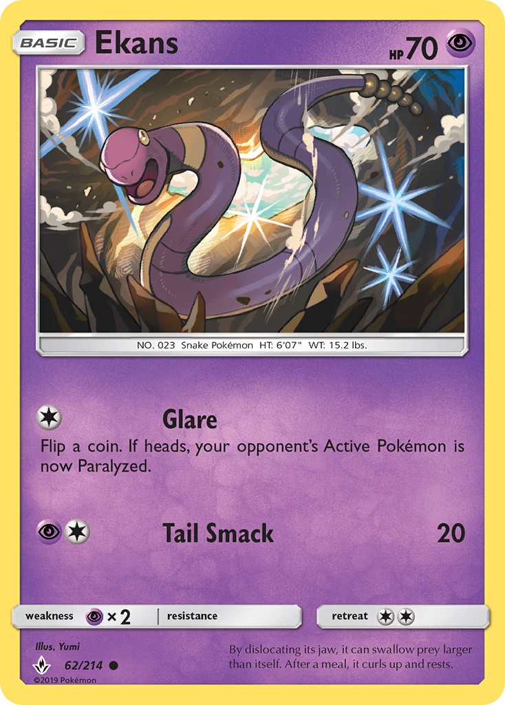 Ekans (62/214) [Sun & Moon: Unbroken Bonds] | Jomio and Rueliete's Cards and Comics