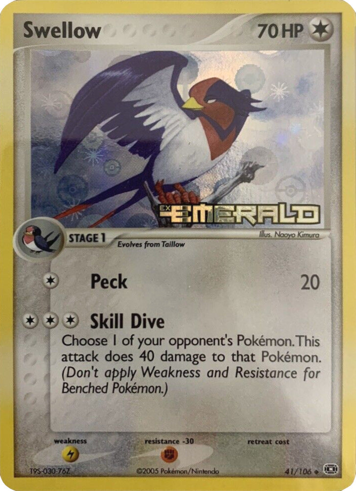 Swellow (41/106) (Stamped) [EX: Emerald] | Jomio and Rueliete's Cards and Comics